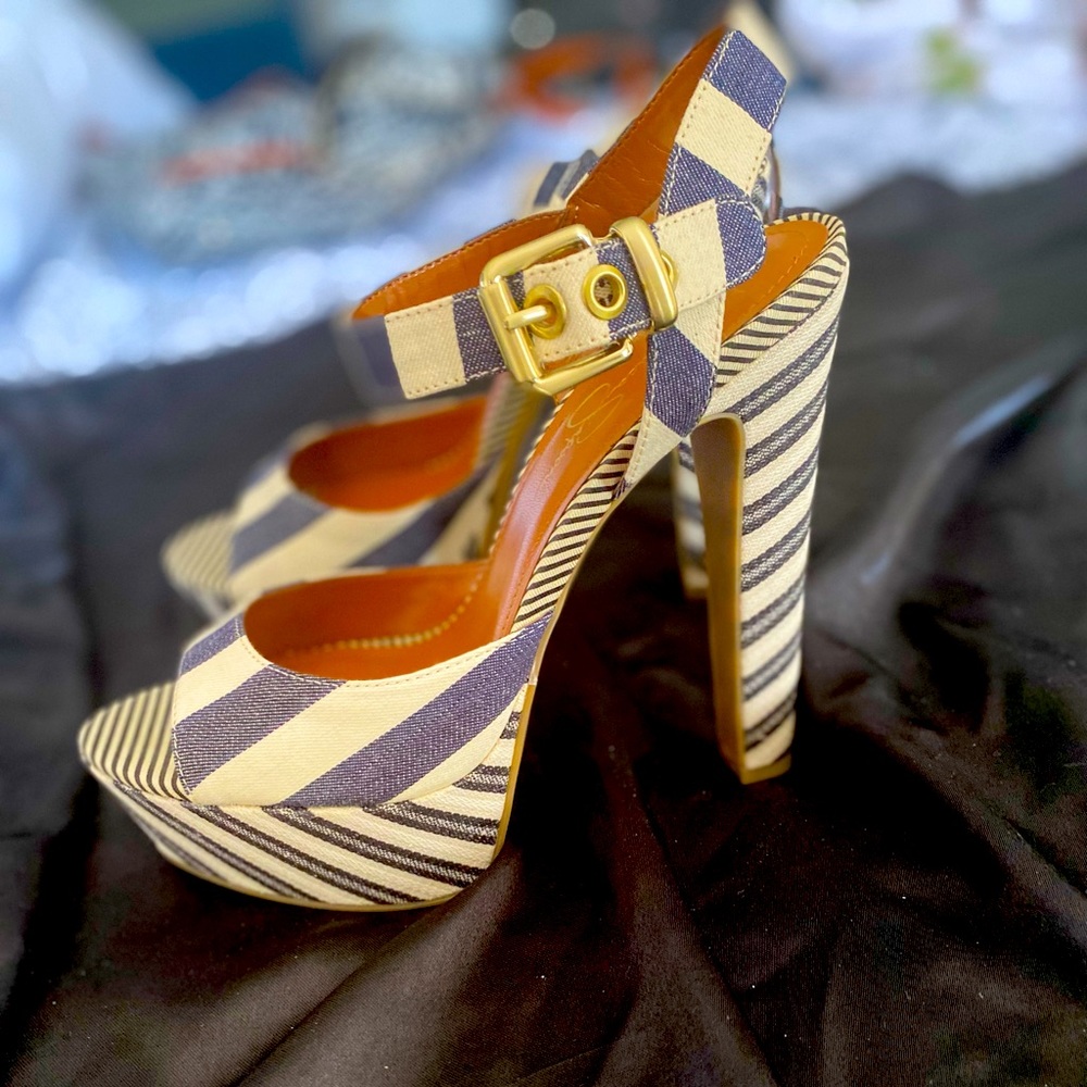 Striped Platform Heels